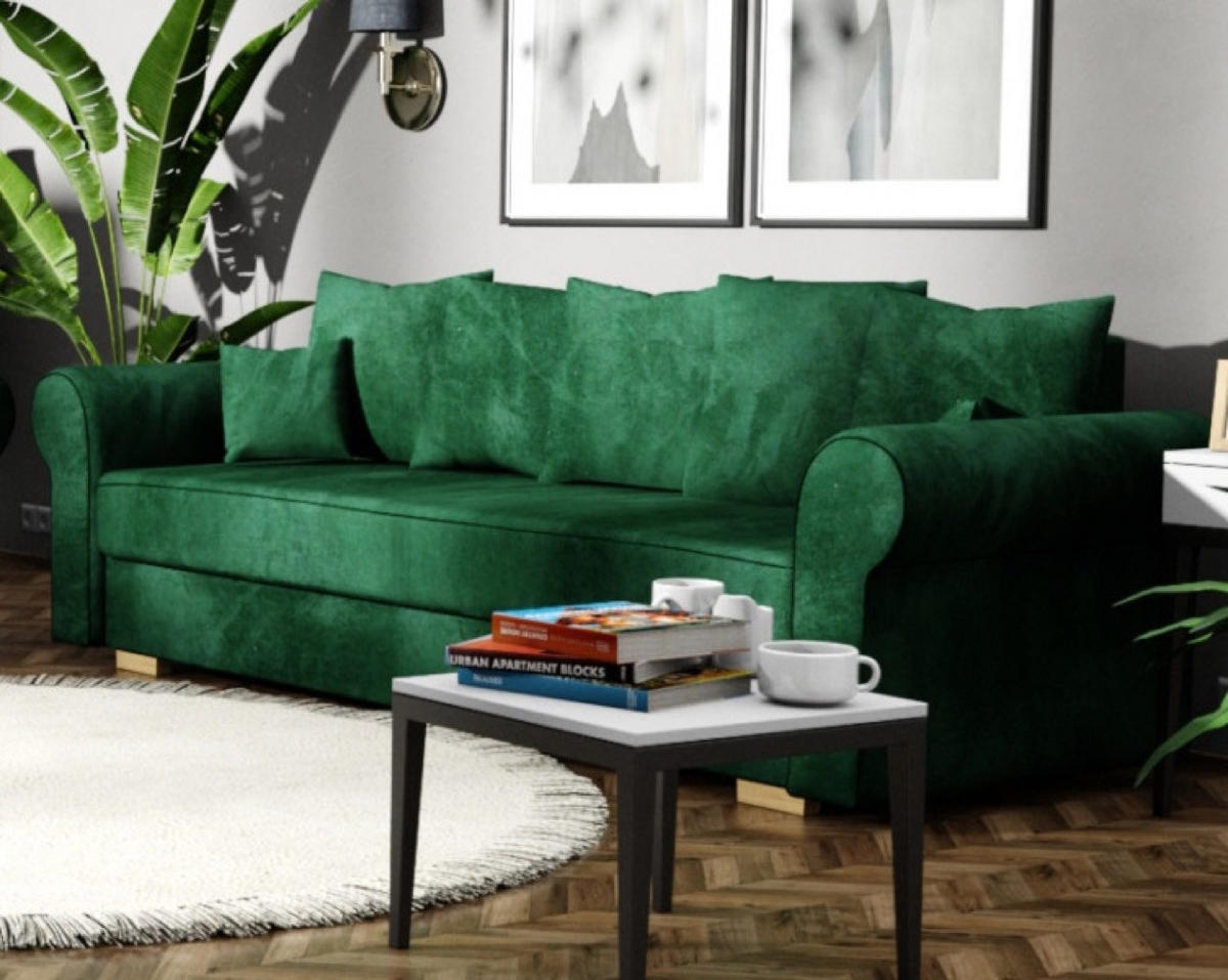SOFA Grün VIVIA Ausziehbar Drei Personen - Grün, Textil (237/100/85cm) - Sepro Meble