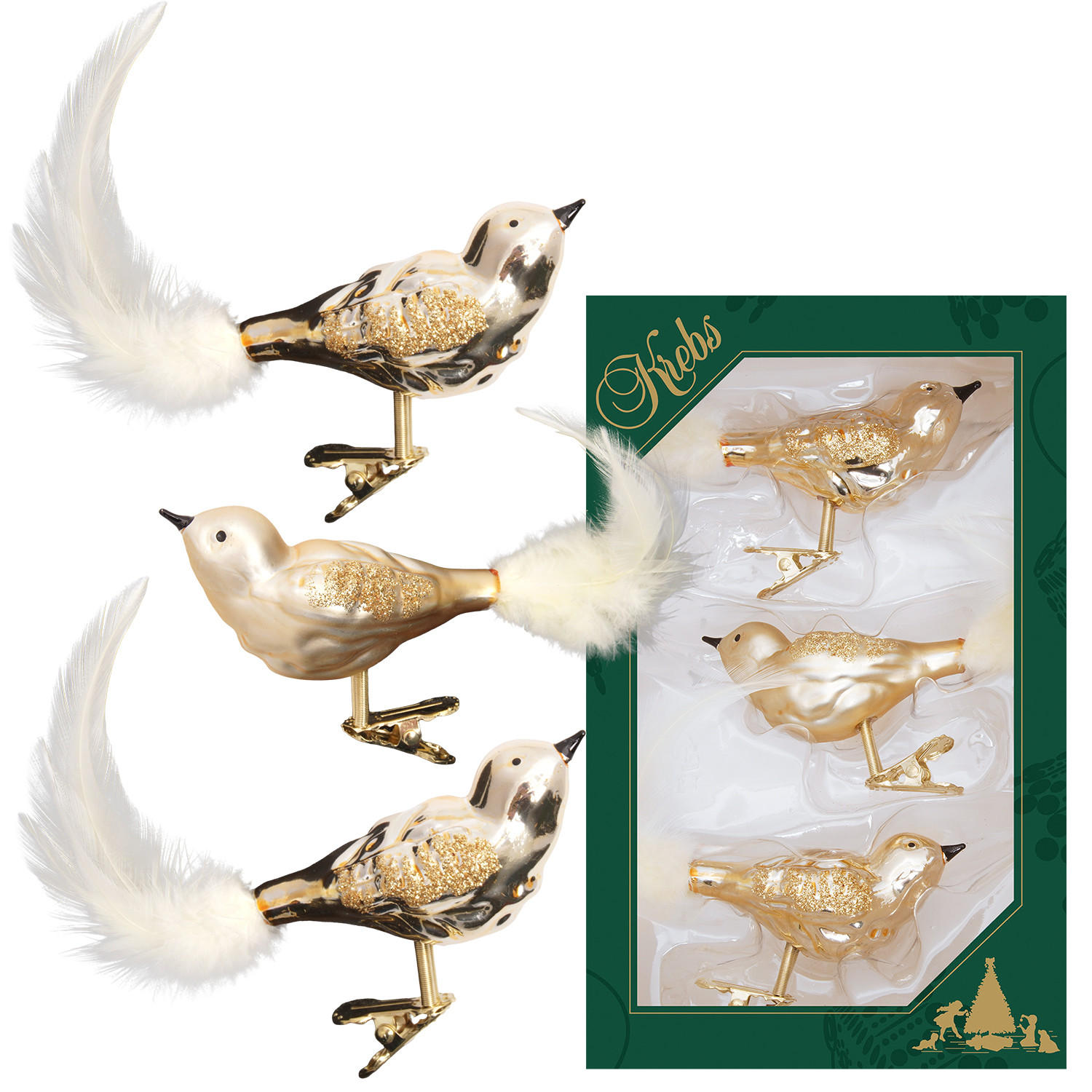 Krebs Glas Lauscha Christbaumschmuck Gold 4x4x9 cm