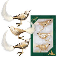 CHRISTBAUMSCHMUCK Wintervögel Goldfarbig 9cm (Glas / 3 Stk.) - Goldfarben, Glas (4/4/9cm) - Krebs Glas Lauscha
