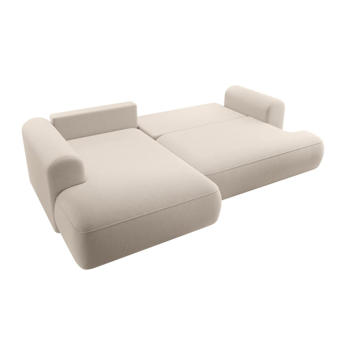 ECKSOFA Ovo Hellbeige Samt - Ecru/Schwarz, Kunststoff/Textil (260/165cm) - Selsey