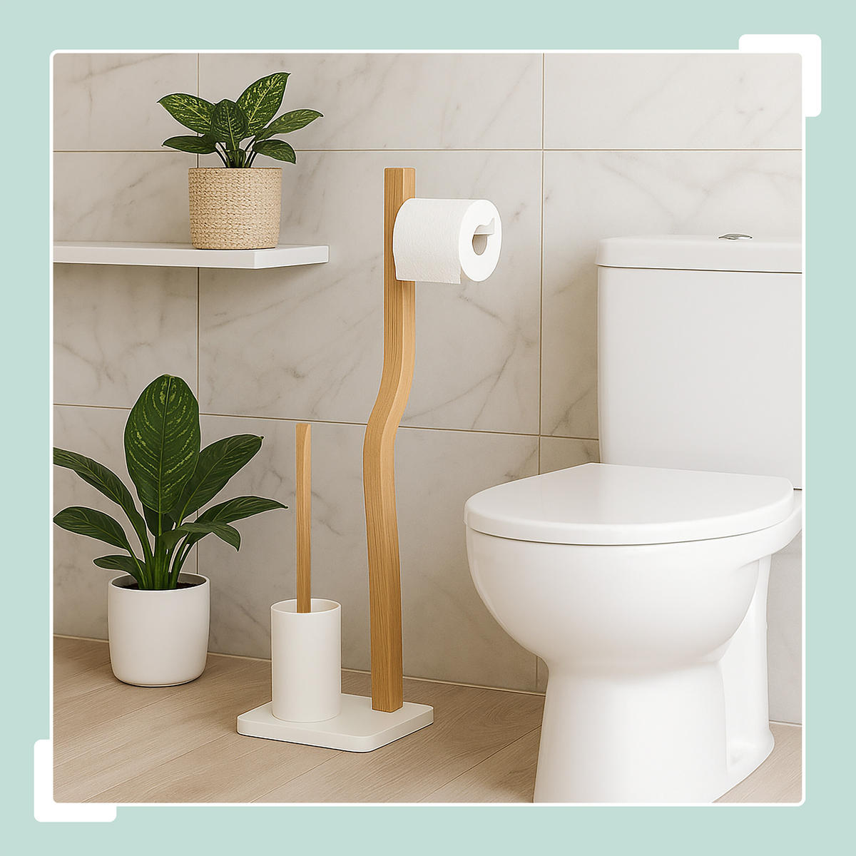 WC Garnitur - Multicolor, Holz/Kunststoff (23/78.5/18cm) - Relaxdays