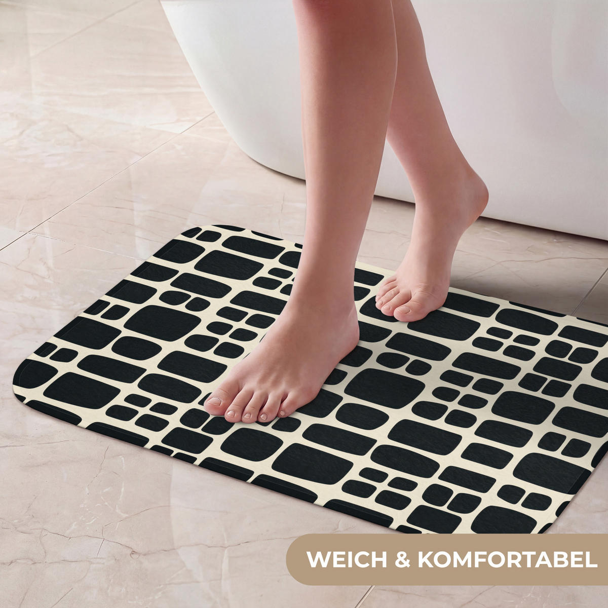 KOUPELNOVÁ PŘEDLOŽKA Moderní - organické - černé 60x40 cm - antracitová, textil/plast (60/40cm)
