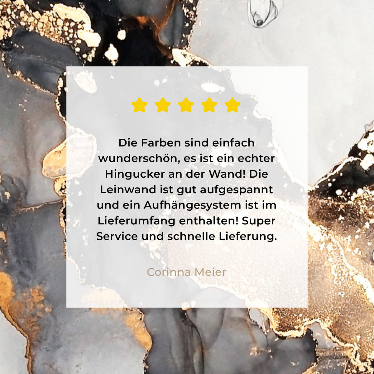 LEINWANDBILD Marmor - Schwarz - Weiß - Gold - Luxus - Abstrakt 50x50 cm - Goldfarben, Textil (50/50cm) - MuchoWow