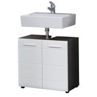 WASCHBECKENUNTERSCHRANK weiß Hochglanz, grau Badschrank 60 x 57 cm - Weiß Hochglanz/Silberfarben, Holzwerkstoff/Kunststoff (60/57/31cm) - Top.Furn