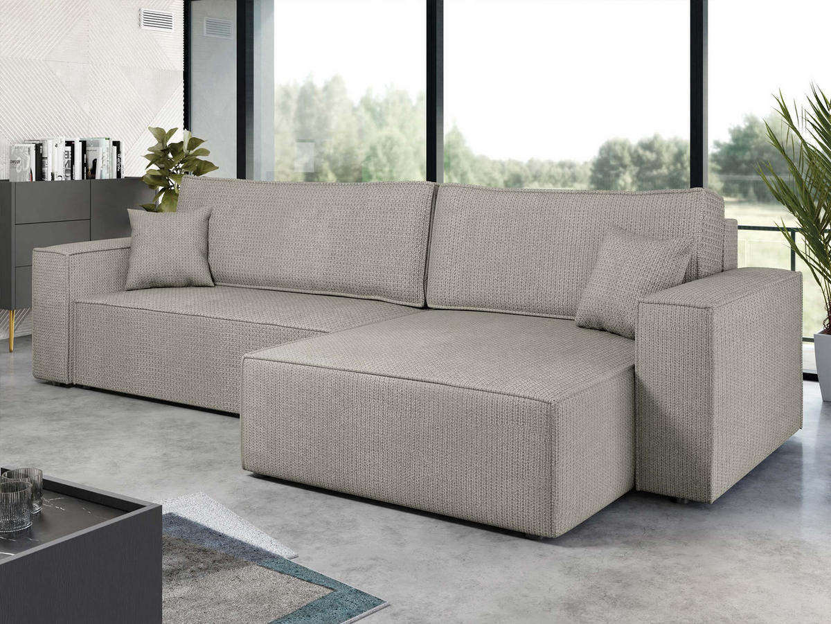 ECKSOFA Karl - Hellgrau/Schwarz, Holz/Kunststoff (272/145cm) - MIRJAN24