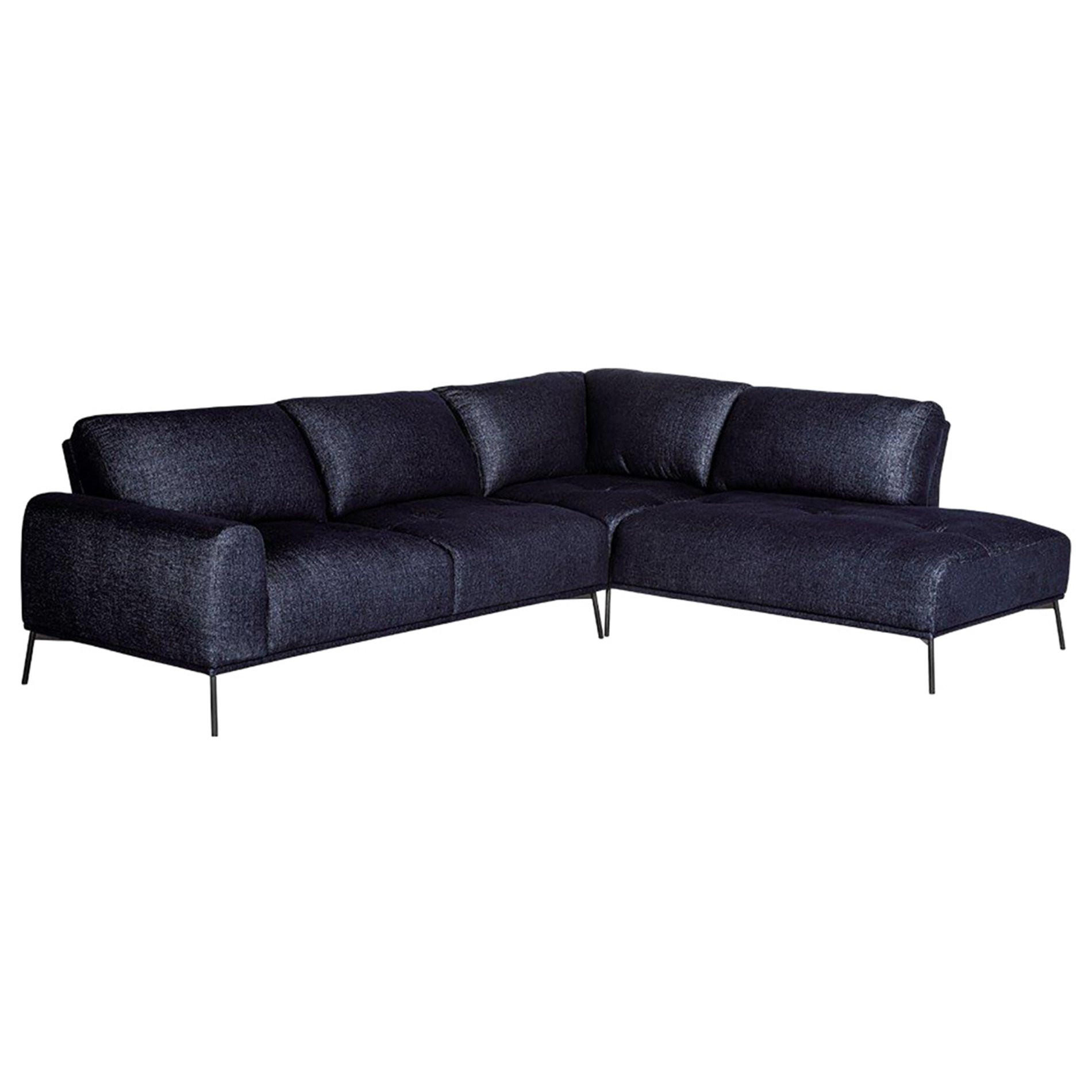 ECKSOFA Merukis dunkelblau - Schwarz/Dunkelblau, Textil/Metall (288/232cm) - Selsey