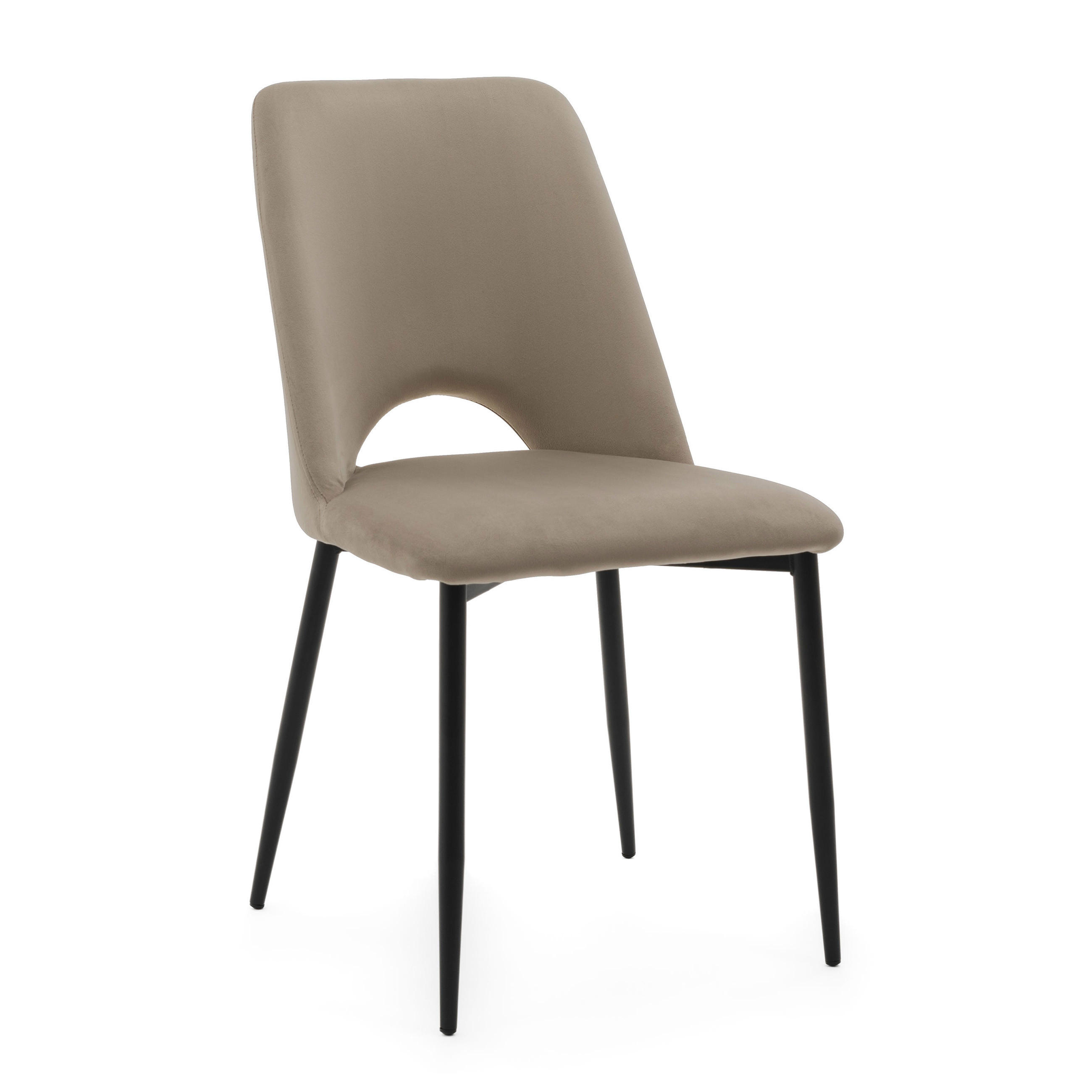 STUHL ORO gepolsterter mit Steppung - dunkelbeige - Samt Velour - Schwarz/Braun, Textil/Metall (47/91/55cm) - NEW HOME