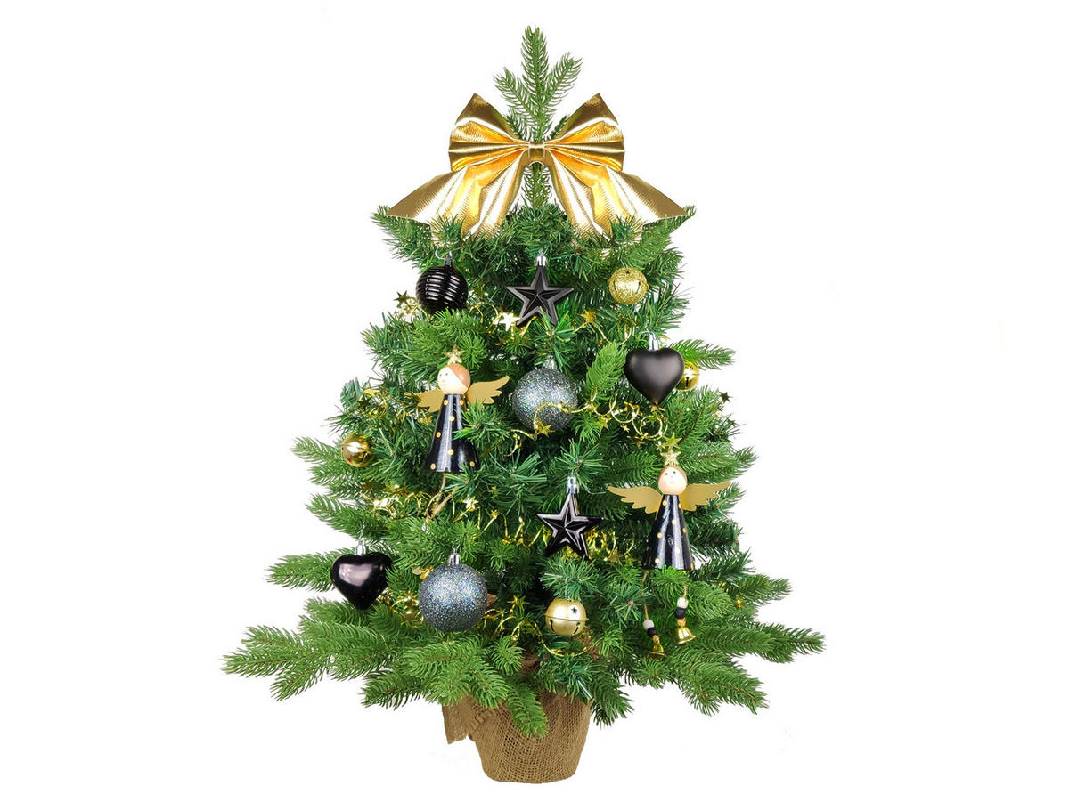 LAALU CHRISTBAUMKUGEL-SET 37 Stück in Box NIGHT SKY für Weihnachtsbäume bis 100 cm - Goldfarben/Schwarz, Kunststoff/Textil (20/12/30cm) - LAALU