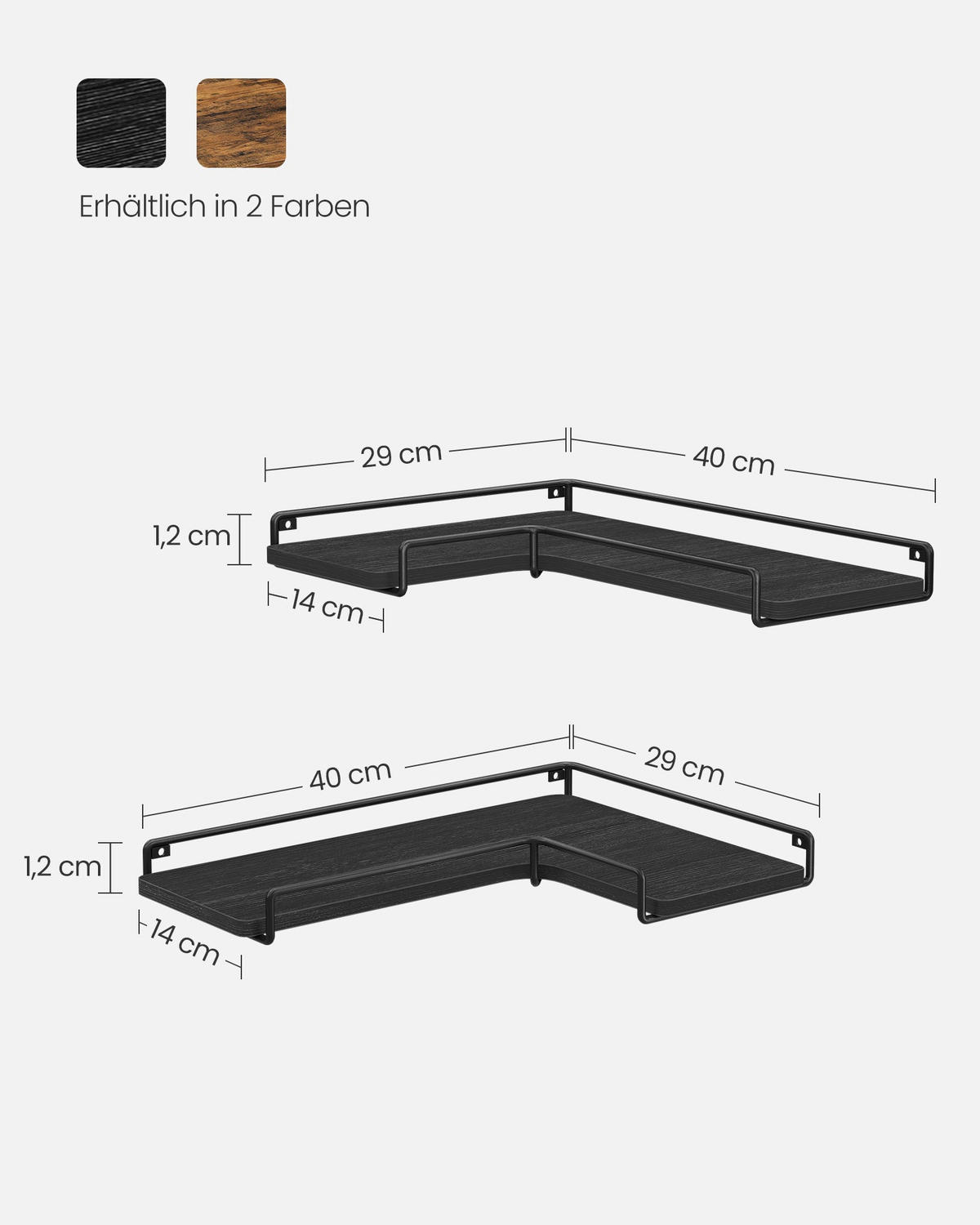 ECKREGAL CALGARY - Schwarz, Holzwerkstoff (40/4/29cm) - Hansiro