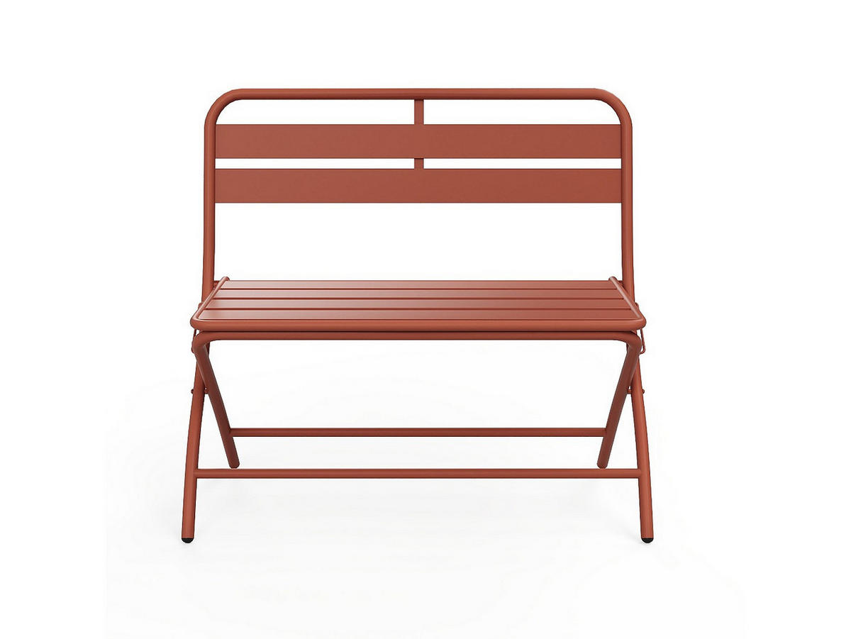 GARTENBANK klappbar - Metall - Terracotta - MIRMANDE von MYLIA - Braun, Metall (90.5/82.5/50cm) - Vente-Unique