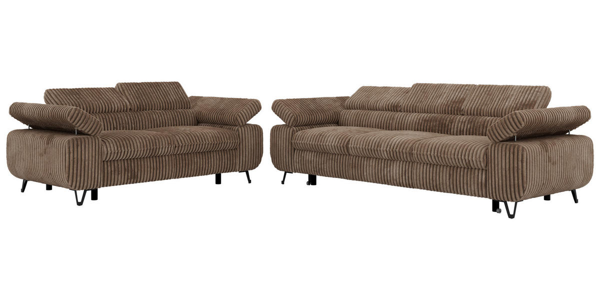 SEDACÍ SOUPRAVA PETERS 2+3 - Hnědá Manšestr - černá/hnědá, kov/textil (262/76/99cm) - MKS