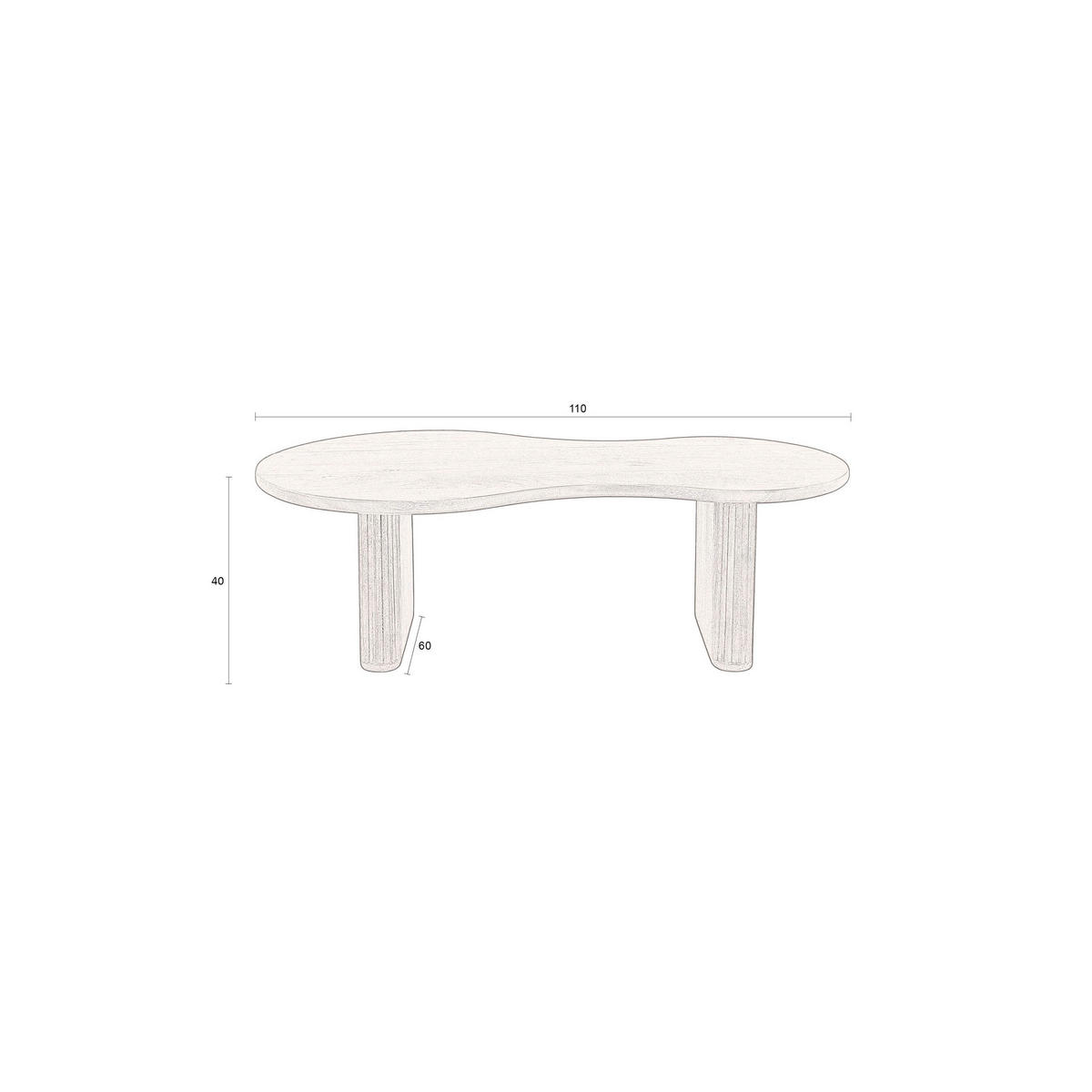 COUCHTISCH Tilon Organische Form - Braun, Holz (110/60/40cm) - Dutchbone