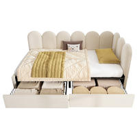 POLSTERBETT 90/200 cm in Beige mit 2 Schubladen und Samtbezug - Beige, Textil (90/200cm) - Flora Grace