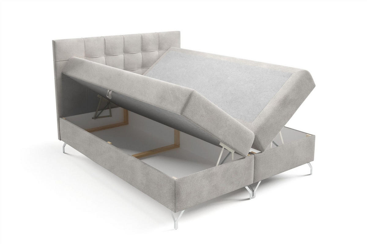 BOXBETT Candela Pre..überlänge - Grau, Holzwerkstoff/Textil (200/220cm) - Fun Möbel