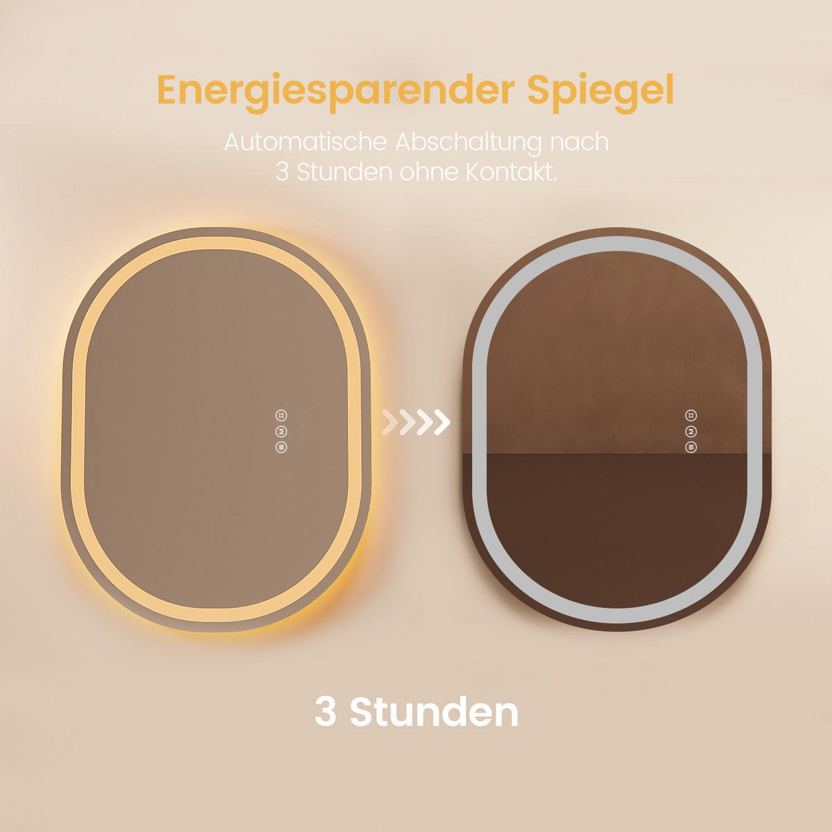BADSPIEGEL mit Beleuchtung in Laufbahnform 70/50 cm - Weiß, Glas (50/2.5/70cm) - EMKE