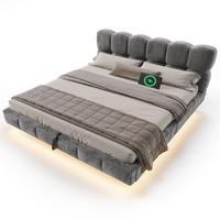 POLSTERBETT 140/200 mit Bettkasten, LED und USB in Grau - Grau, Holzwerkstoff/Textil (140/200cm) - EVRYAE