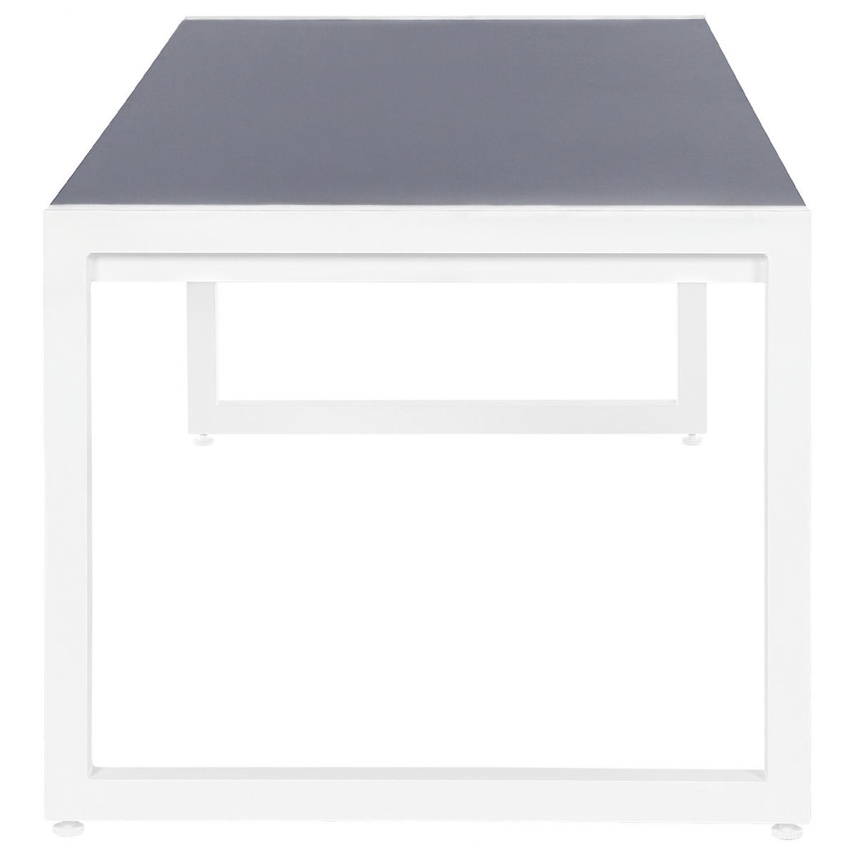 GARTENTISCH Aluminium grau/weiß 210/90 cm Bacoli - Weiß/Grau, Metall (210/90/74cm) - Beliani