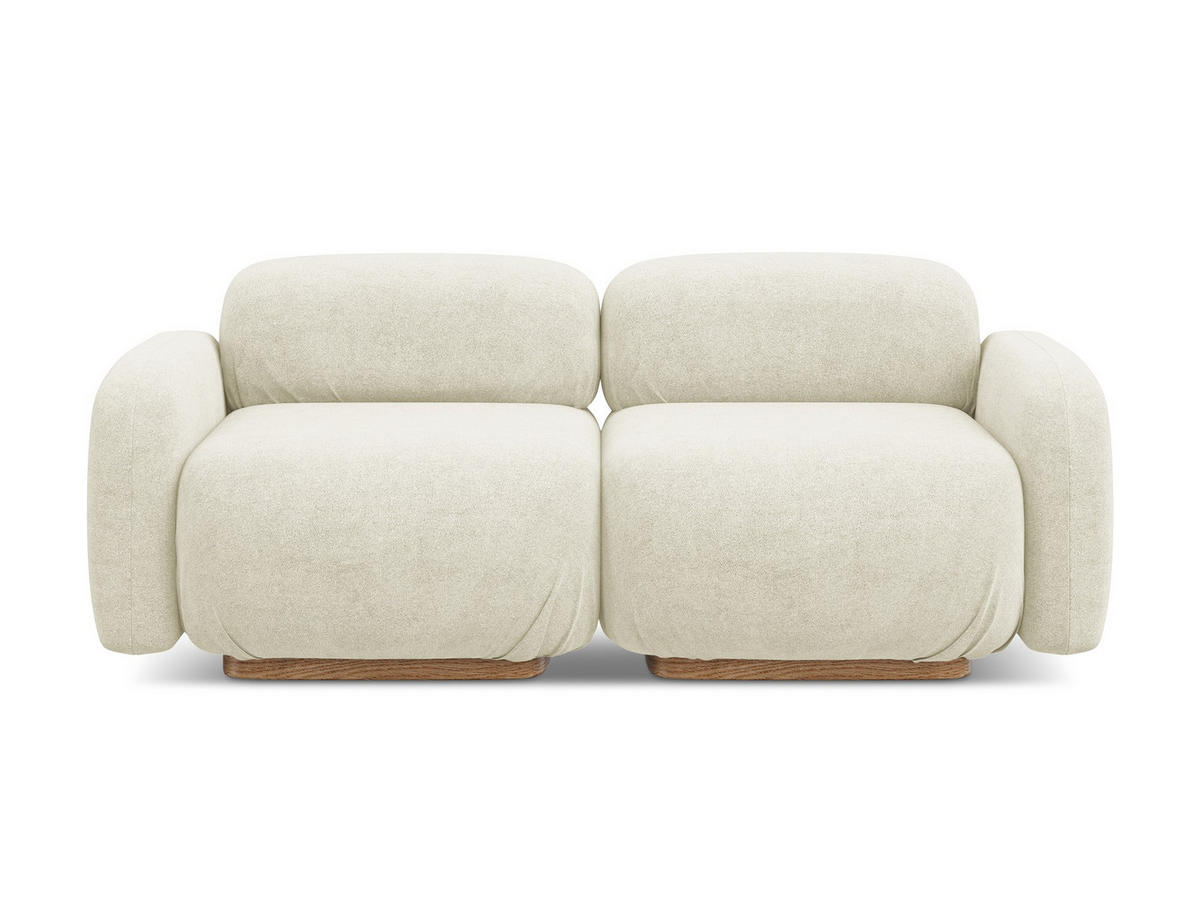 3-SITZER SOFA Bouclé Stoff Weiß - Weiß/Braun, Holz/Textil (190/73/95cm) - Makamii