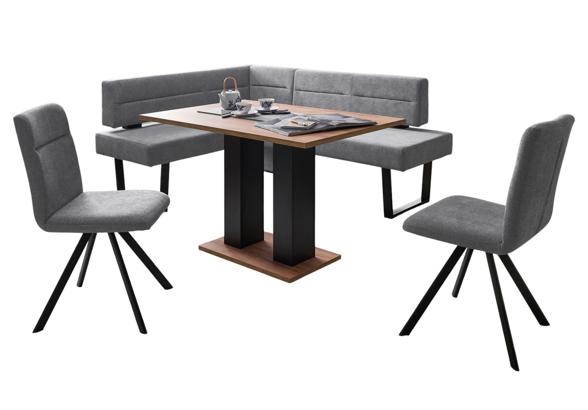 ECKBANKGRUPPE Modern Doralyn 2 für 7 Personen Microfaser Schwarz/Grau - Schwarz/Grau, Kunststoff (155/85/195cm) - 58aufmkessel
