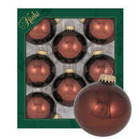 CHRISTBAUMKUGELN Uni-Design Thalia Braun 7cm (Glas / 8 Stk.) - Braun, Glas (7/7/7cm) - Krebs Glas Lauscha