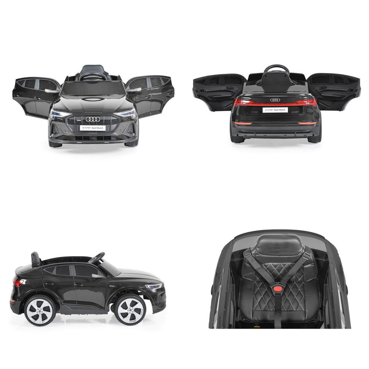 ELEKTROAUTO Audi Sportback SUV metallic Fernbedienung USB EVA-Reifen - Schwarz, Kunststoff (108/60/47cm) - Moni