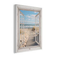AKUSTIKPANEEL Fenster - Meer - Küste - Natur - Ausblick - Strand - Wattenmeer 60x80 cm - Beige, Textil (60/0.9/80cm) - MuchoWow