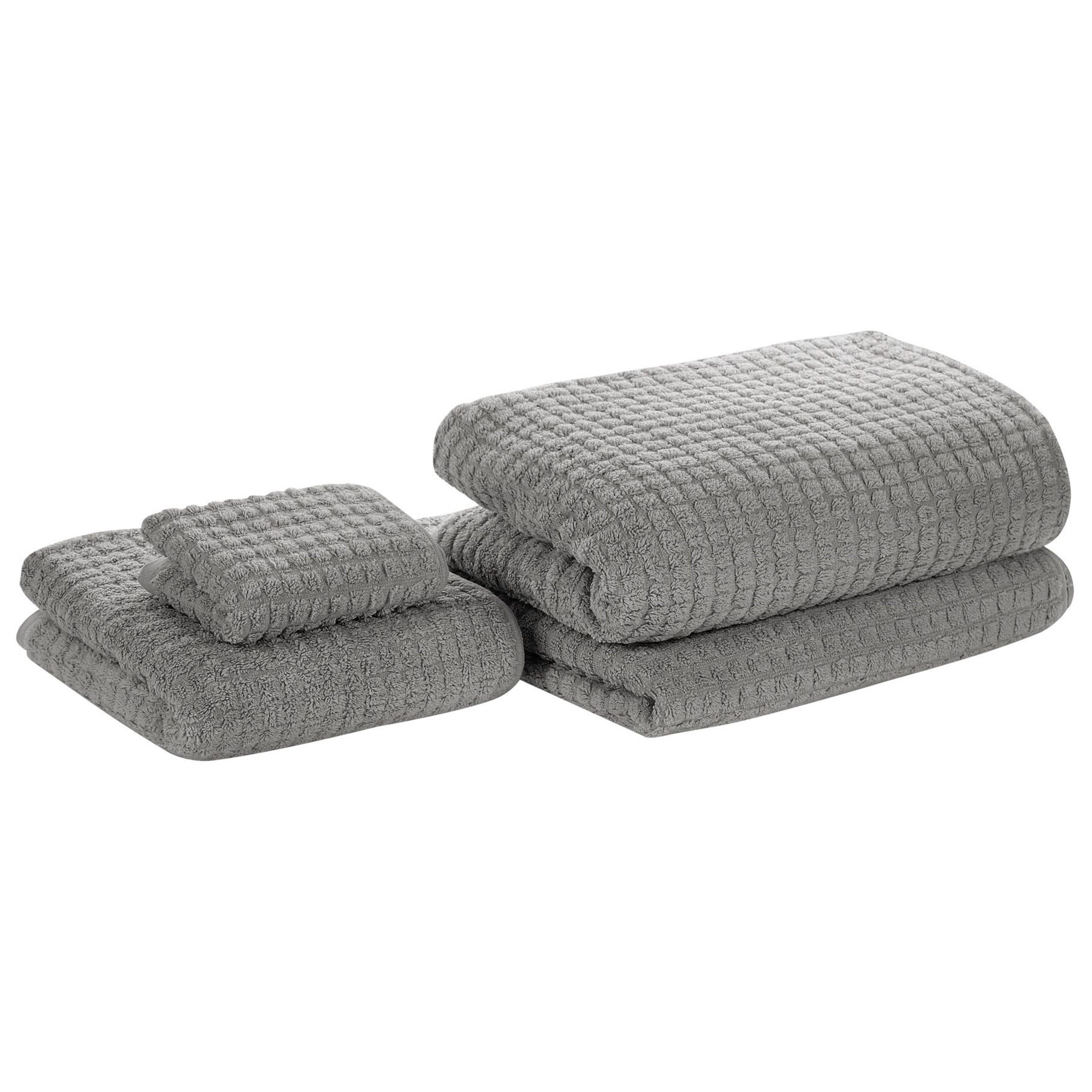 BADEHANDTUCH 4-teilig Grau Atai - Grau, Textil (100/150cm) - Beliani