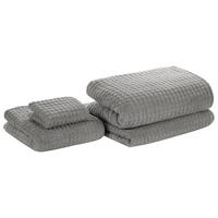 BADEHANDTUCH 4-teilig Grau Atai - Grau, Textil (100/150cm) - Beliani