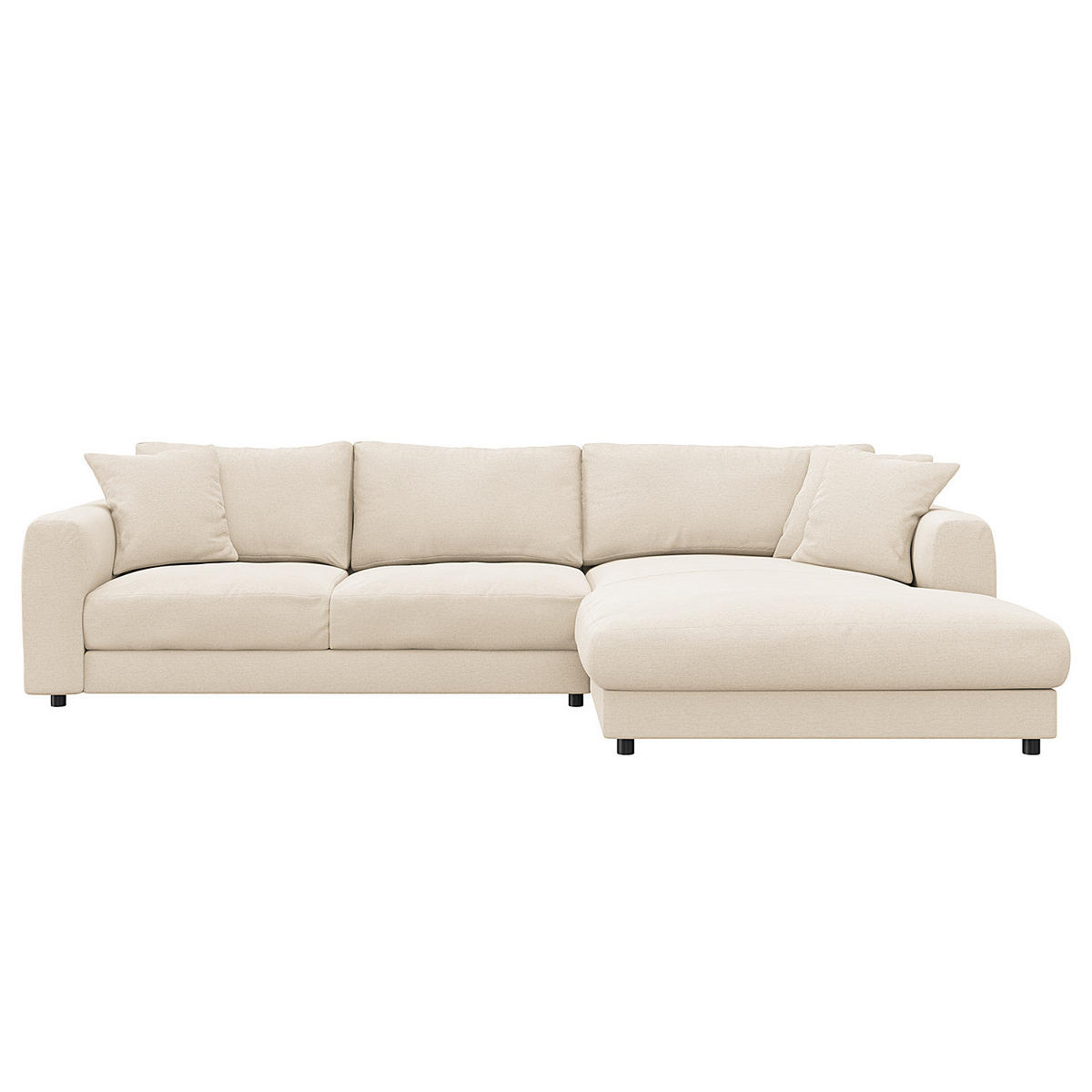 ECKSOFA mit Longchair - Beige/Schwarz, Holz/Kunststoff (286/183cm) - home24