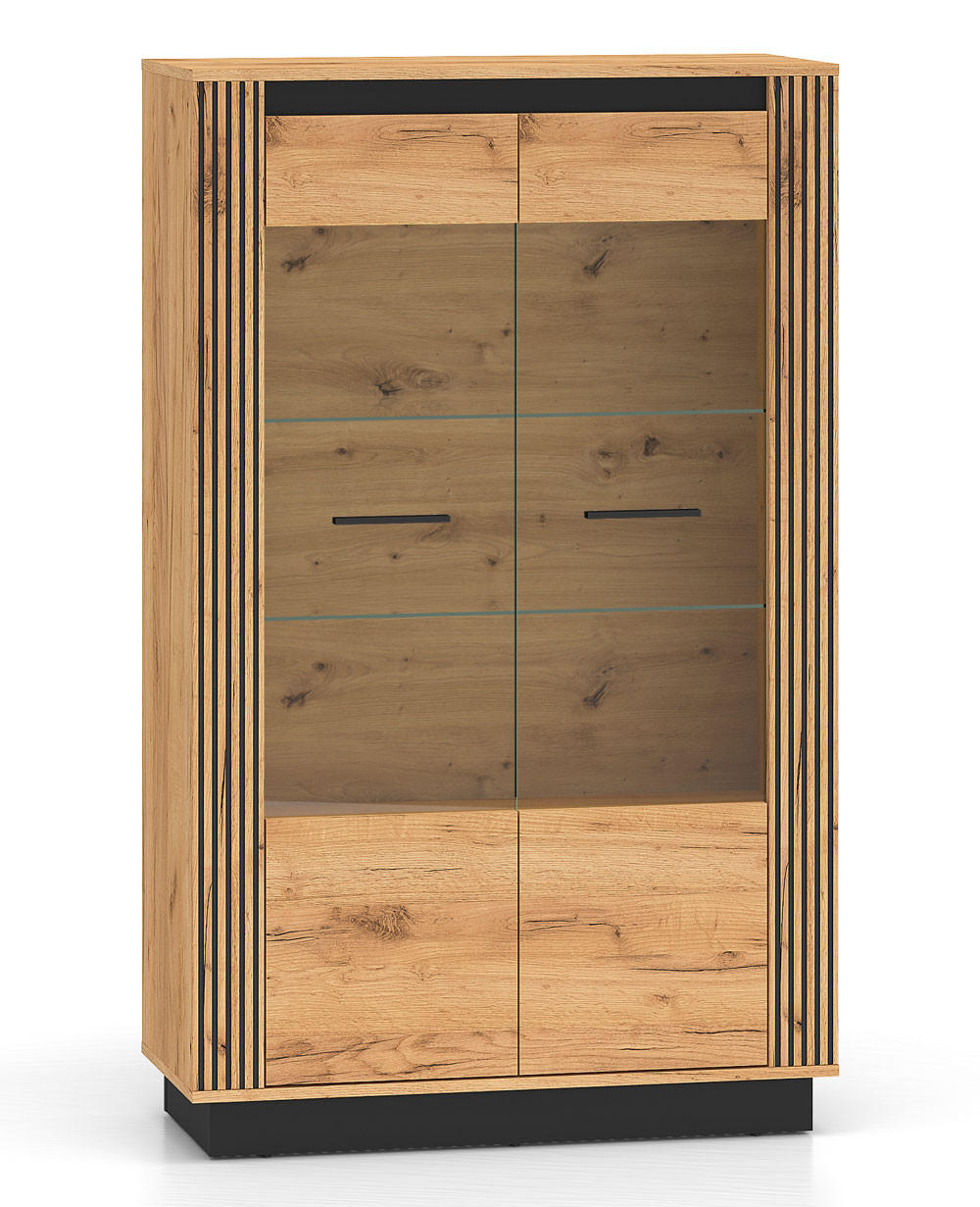 VITRINE Urso Gold Craft Eiche / Schwarz 92 / 40 / 141 cm - Eichefarben/Schwarz, Holz/Holzwerkstoff (92/141/40cm) - Feldmann-Wohnen