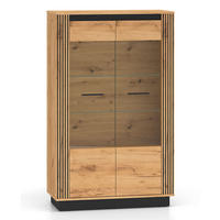 VITRINE Urso Gold Craft Eiche / Schwarz 92 / 40 / 141 cm - Eichefarben/Schwarz, Holz/Holzwerkstoff (92/141/40cm) - Feldmann-Wohnen