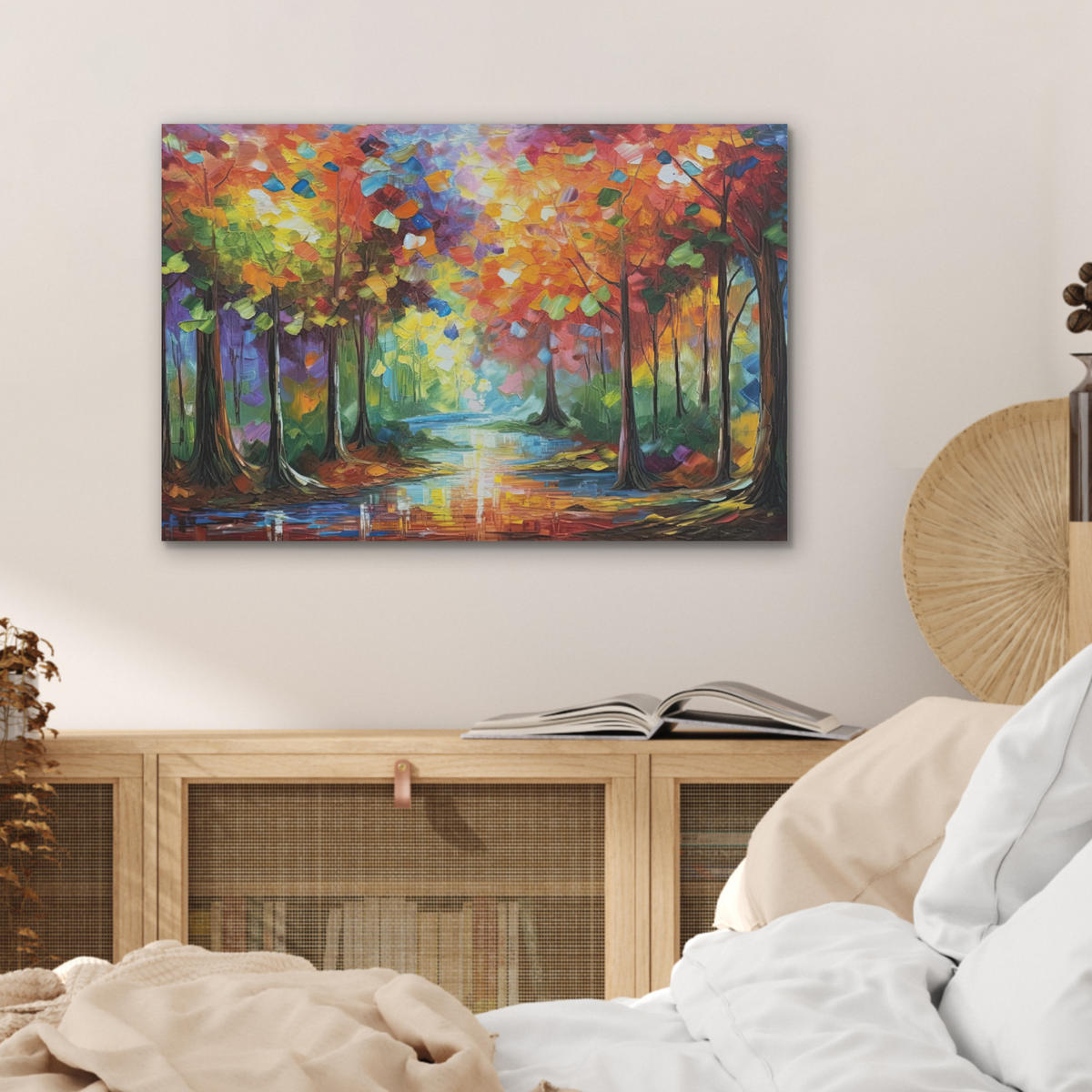 AKUSTIKBILD Landschaft - Wald - Farben - Natur Wanddeko 70x50 cm - Multicolor, Kunststoff (70/50/0.9cm) - MuchoWow