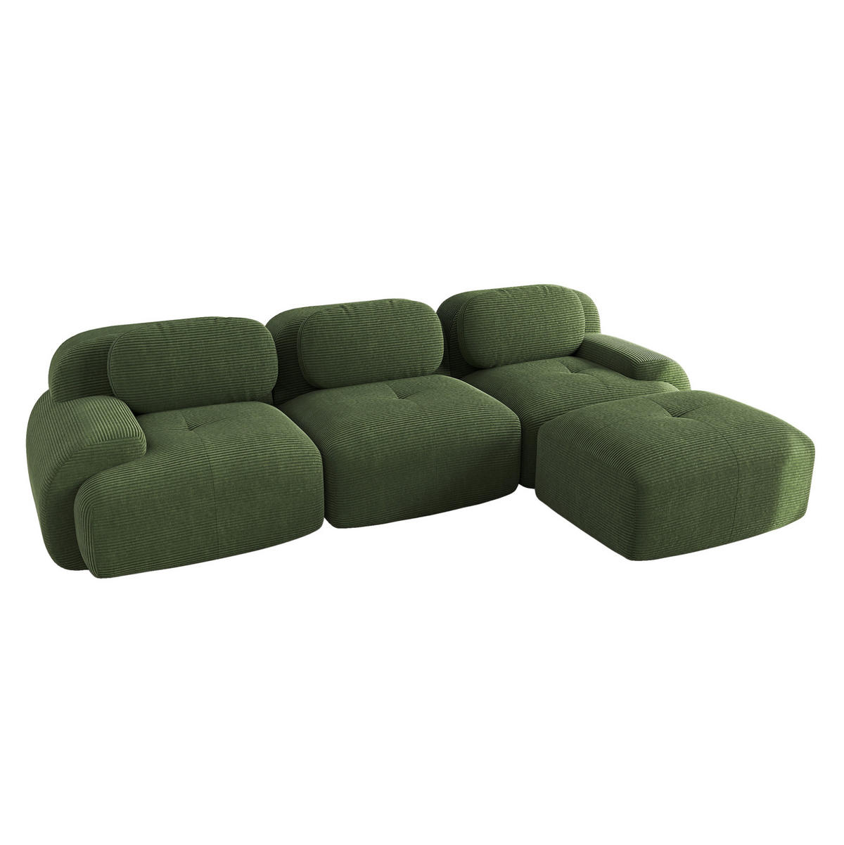 ECKSOFA modular rahmenlos Cord Green - Grün, Kunststoff (178/298.1cm) - Meubliv