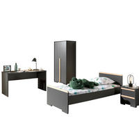 KINDERZIMMER komplett Set 4-tlg. Kariotta 6 Anthrazit Griffe Massivholz - Anthrazit, Holzwerkstoff (492/1/258cm) - 58aufmkessel