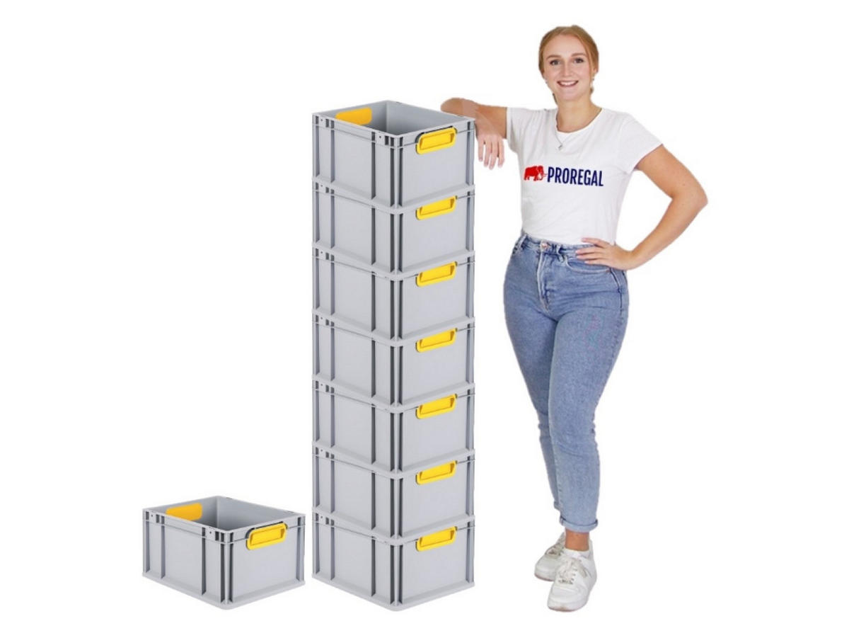 EUROBOX 8x Nextgen Color 22x30x40cm 20 Liter Griffe Gelb Geschlossen - Gelb, Kunststoff (30/22/40cm) - PROREGAL