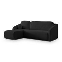 ECKSOFA MARELLO Schwarz Boucle-Stoff mit Schlaffunktion - Schwarz, Holz (220/143cm) - MASSENO