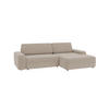 ECKSOFA Lopez Beige Samt-Stoff - Beige/Schwarz, Holz/Kunststoff (264/162cm) - S-Style Möbel