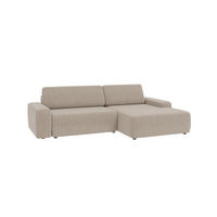 ECKSOFA Lopez Beige Samt-Stoff - Beige/Schwarz, Holz/Kunststoff (264/162cm) - S-Style Möbel