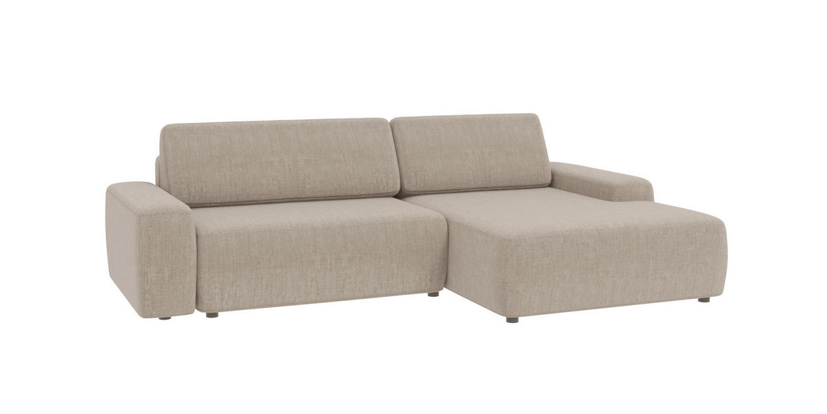 ECKSOFA Lopez Beige Samt-Stoff - Beige/Schwarz, Holz/Kunststoff (264/162cm) - S-Style Möbel