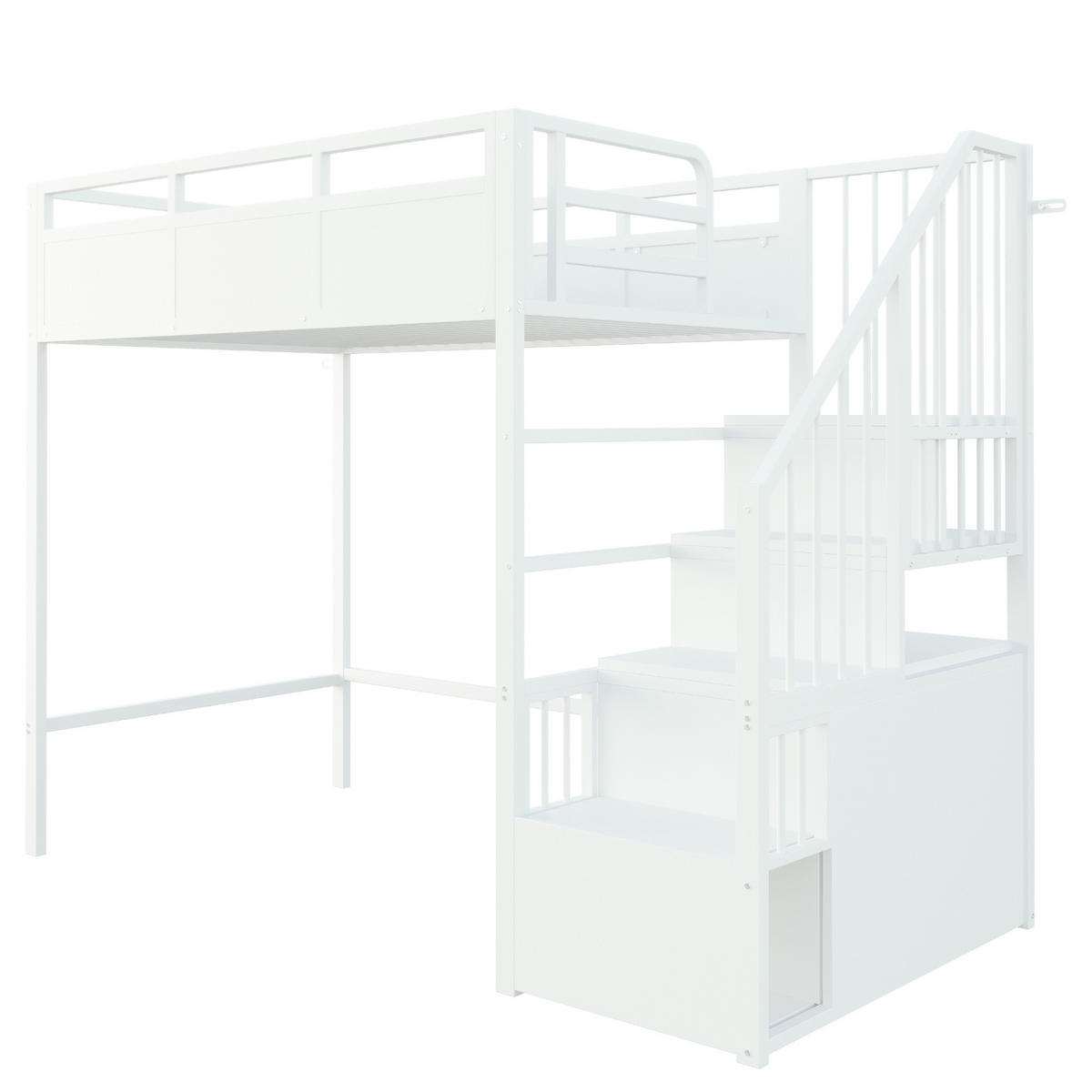 HOCHBETT 90x200cm Metall Stauraumleiter LED Weiß - Weiß, Metall (90/200cm) - FLIEKS