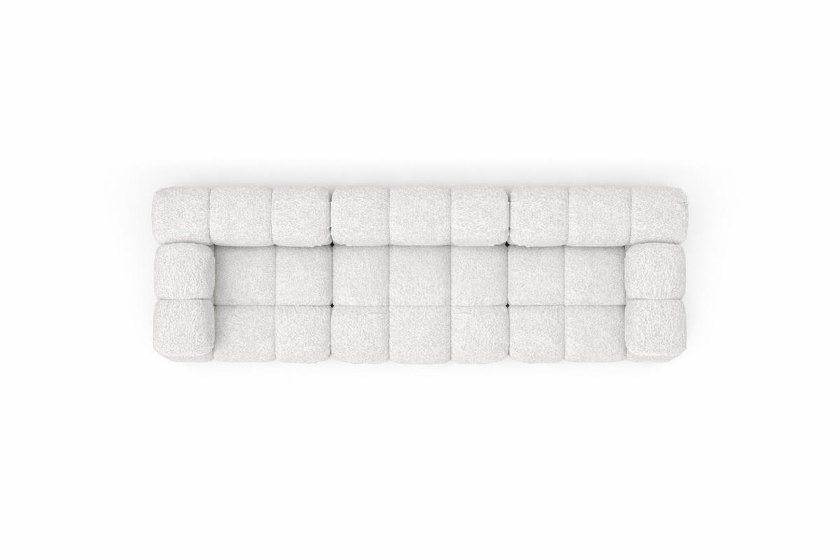 COUCH, 3-Sitzer Modular, Bouclé-Stoff Abriamo, Ecru, Selia - Ecru, Holz (285/70/95cm) - Kaiser Möbel