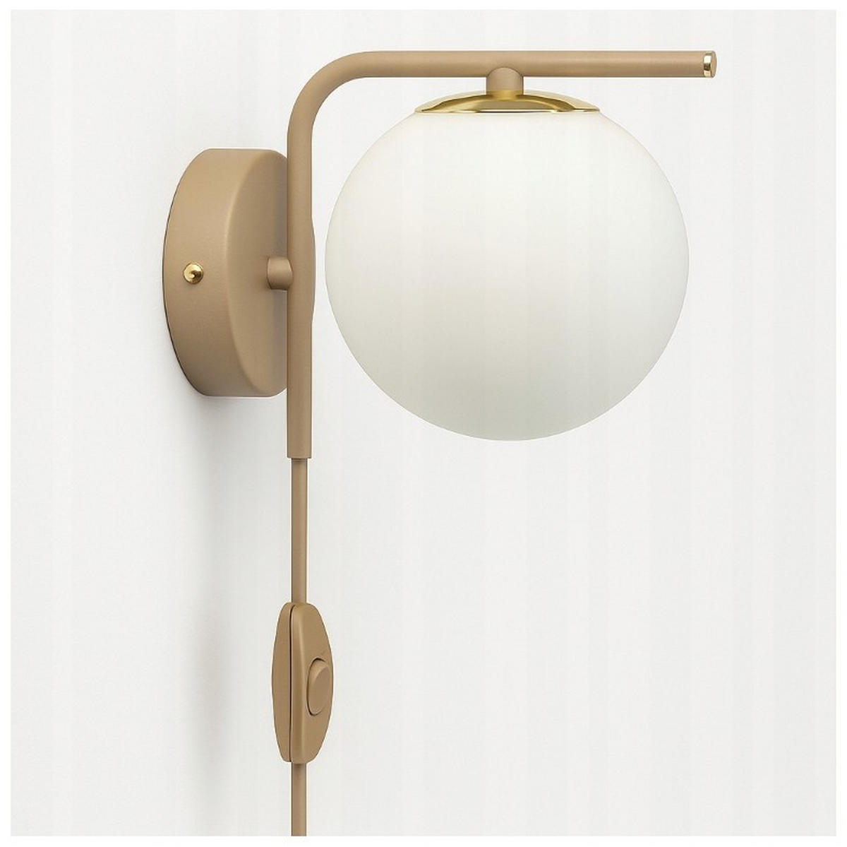 WANDLEUCHTE ECRU II - Beige/Goldfarben, Glas/Metall (20/16/14cm) - kiki design