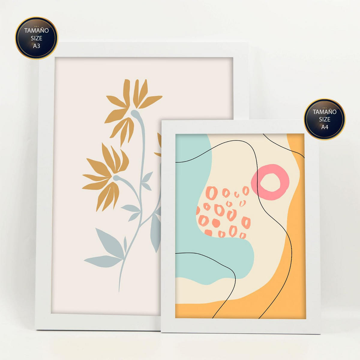 POSTER Set Mit 6 Ethikstile 2 In Blume Zusammenfassung Ästhetische Dekorative Gemälde Für Ihr Wohnzimmer, Schlafzimmer, Zuhause A3 & A4 Weißer Rahmen - Weiß, Papier (29/3cm) - Nacnic