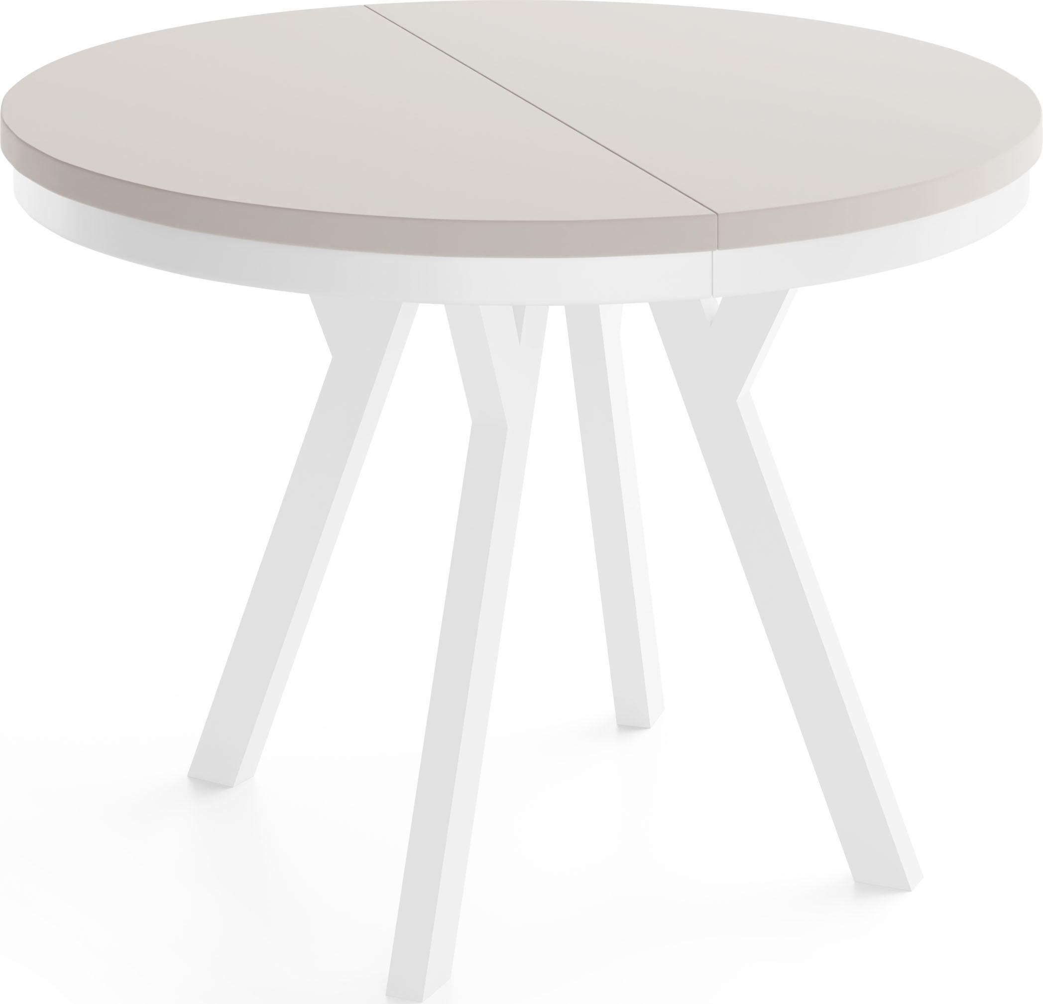 ESSTISCH Vero Neo Weiß rund ausziehbar verlängerbar, Kaschmir 90-190/90/77 cm - Kaschmir/Weiß, Holz/Holzwerkstoff (90/90/77cm) - WFL GROUP