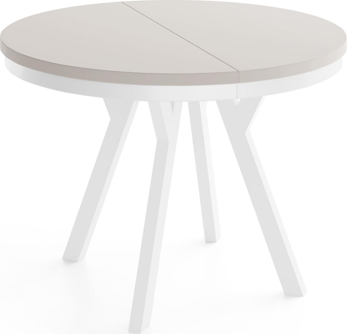 ESSTISCH Vero Neo Weiß rund ausziehbar verlängerbar, Kaschmir 90-190/90/77 cm - Kaschmir/Weiß, Holz/Holzwerkstoff (90/90/77cm) - WFL GROUP