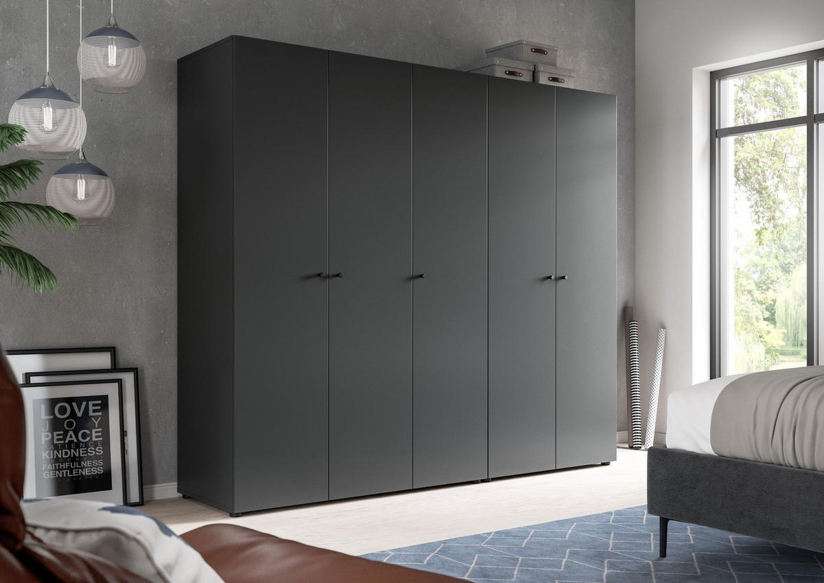 KLEIDERSCHRANKKOMBINATION Arbor (B/H/T: ca. 200/176/51 cm) in anthrazit/anthrazit - Anthrazit, Holzwerkstoff (200/176/51cm)