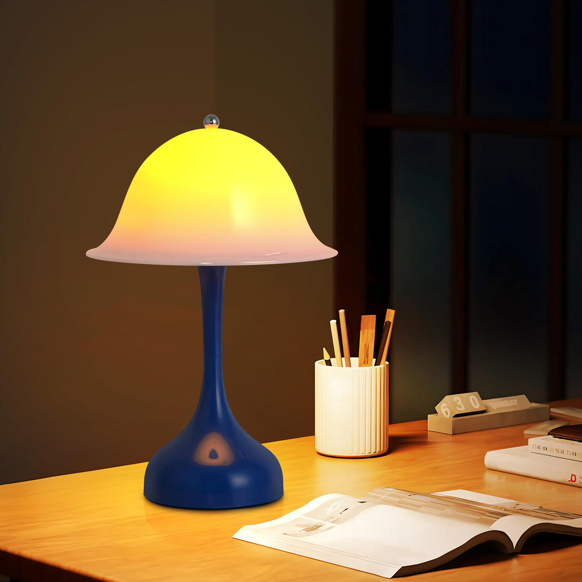 LED TISCHLAMPE Solara 16/9/24.5 cm - Blau, Kunststoff (16/9/24.5cm) - ZMH