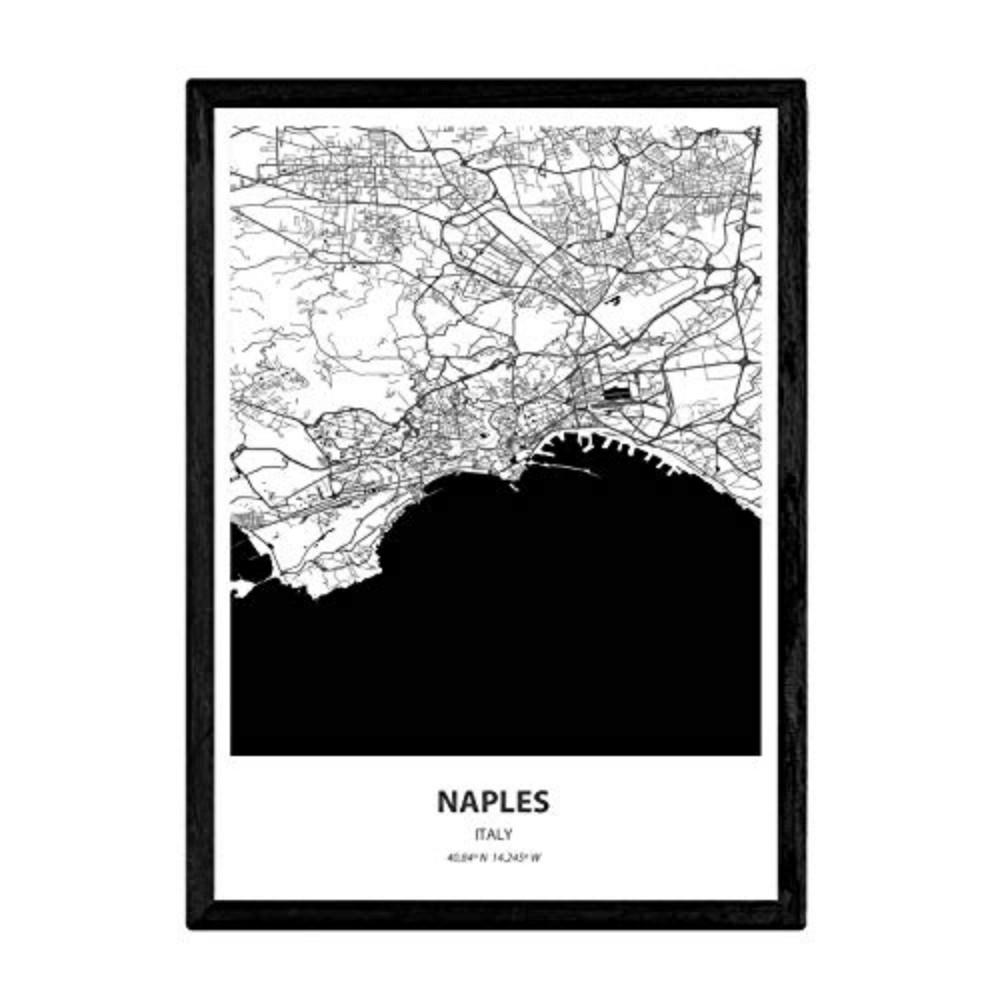 POSTER Karte Von Neapel - Italien A3 Rahmenlos - Klar, Papier (29.7/5/42cm) - Nacnic