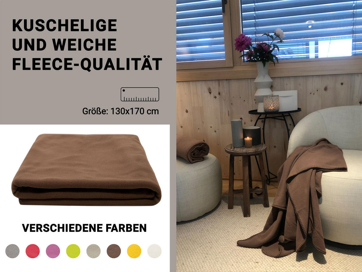 KUSCHELDECKE, 130x170 cm, 100% Polyester, Braun - Braun, Textil (130/170cm) - Zollner