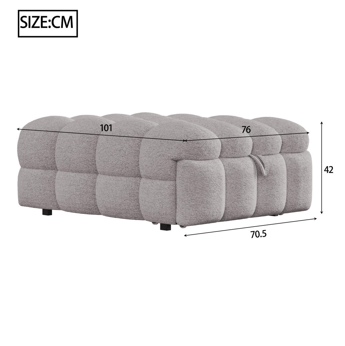 BETT 183/76 cm in Grau aus Teddy-Stoff, 2-in-1 ausziehbar - Grau, Textil (70/180cm) - Flora Grace
